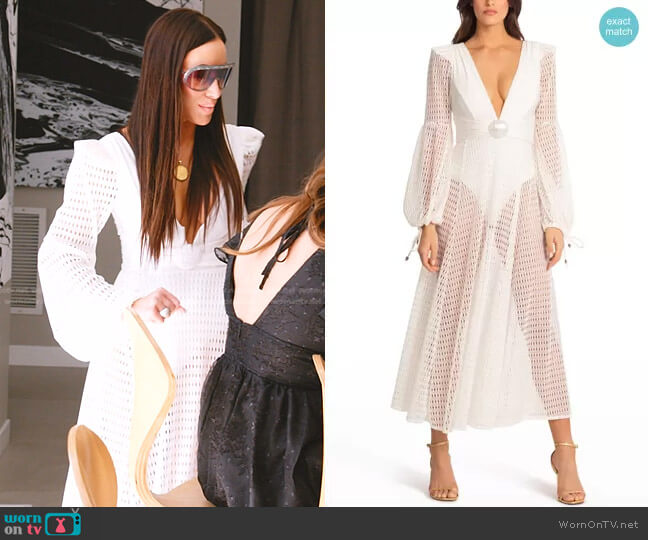 PatBo Long-Sleeve Mesh Beach Maxi Dress worn by Angie Katsanevas on The Real Housewives of Salt Lake City