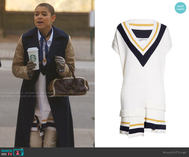 Monse Varsity Wool Sweater Dress worn by Julien Calloway (Jordan Alexander) on Gossip Girl