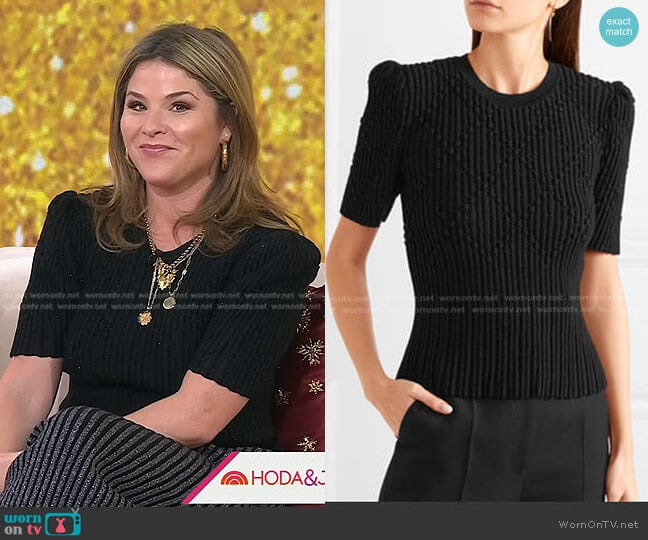 Bottega Veneta Metallic Ribbed Sweater worn by Jenna Bush Hager on Today