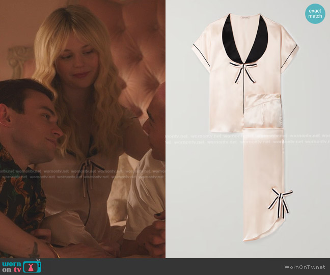 Morgan Lane Joanie Margot Satin Pajama Set worn by Audrey Hope (Emily Alyn Lind) on Gossip Girl