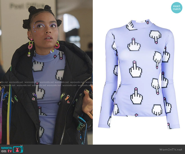 Natasha Zinko Pixel Iddle Finger Cutout Top worn by Zoya Lott (Whitney Peak) on Gossip Girl