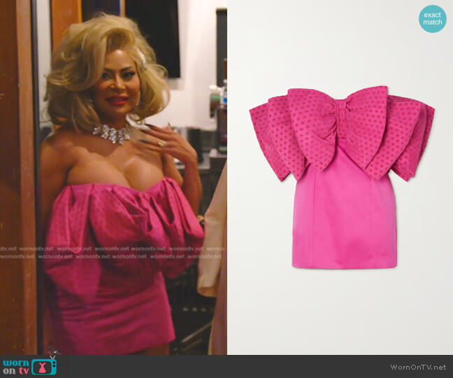 Rotate Birger Christensen Natalie bow-detailed Mini Dress worn by Jen Shah on The Real Housewives of Salt Lake City