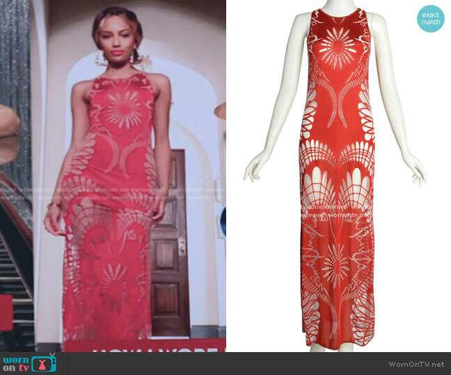 Jean Paul Gaultier Nouveau Sheer Cutout Tank Maxi Dress worn by Monet de Haan (Savannah Lee Smith) on Gossip Girl