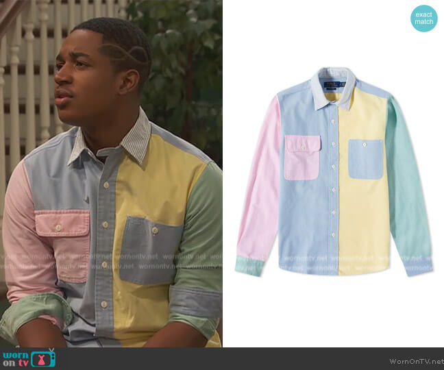 Ralph Lauren Funmix Oxford Button Down Shirt worn by Booker Baxter (Issac Ryan Brown) on Ravens Home