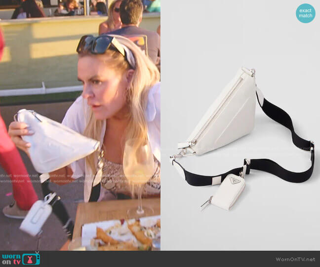 Prada Triangle Leather Shoulder Bag worn by Heather Gay on The Real Housewives of Salt Lake City
