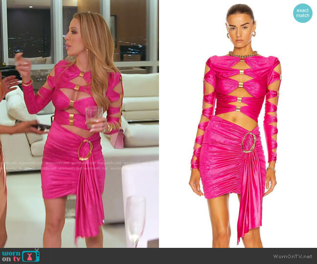Raisa Vanessa Draped Cutout Mini Dress worn by Lisa Hochstein (Lisa Hochstein) on The Real Housewives of Miami