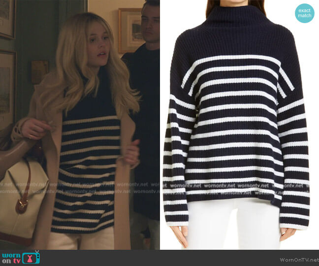 Rails Claudia Stripe Funnel Neck Sweater worn by Audrey Hope (Emily Alyn Lind) on Gossip Girl
