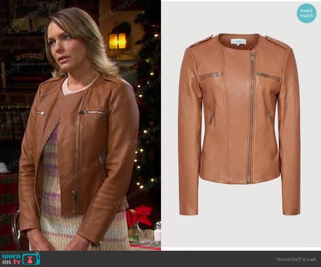 Reiss Ossie Biker Jacket worn by Nicole Walker (Arianne Zucker) on Days of our Lives