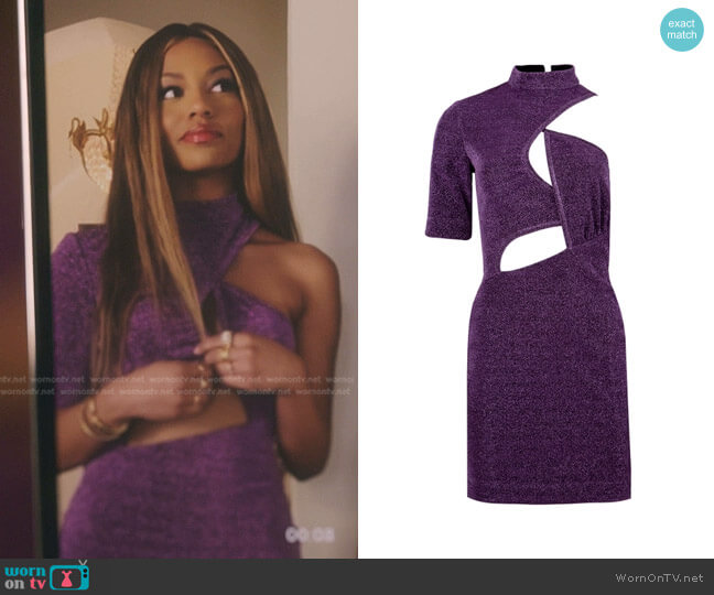 Stella McCartney Malissa Cut-out Mini Dress in Purple worn by Monet de Haan (Savannah Lee Smith) on Gossip Girl