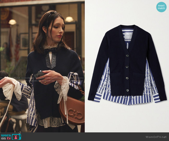 Sacai Paneled Wool And Cutout Striped Cotton-poplin Sweater worn by Luna La (Zión Moreno) on Gossip Girl