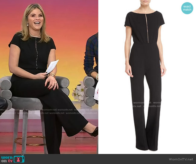 Lela Rose Short Sleeve Pearl Jumpsuit worn by Jenna Bush Hager on Today