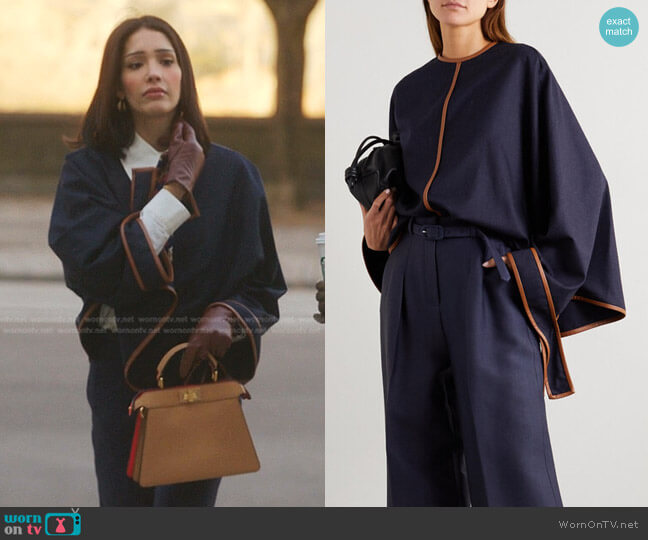 Stella McCartney Faux Leather-trimmed Wool Blouse worn by Luna La (Zión Moreno) on Gossip Girl