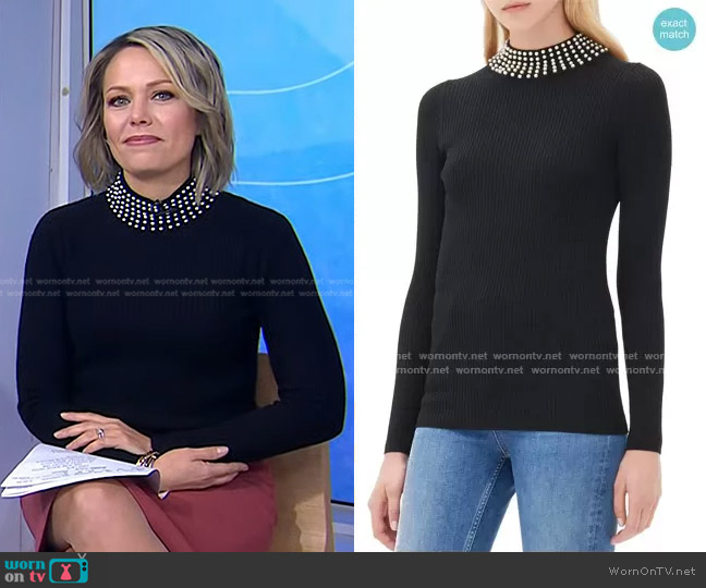 Sandro Suzette Pearl Collar Sweater worn by Dylan Dreyer on Today