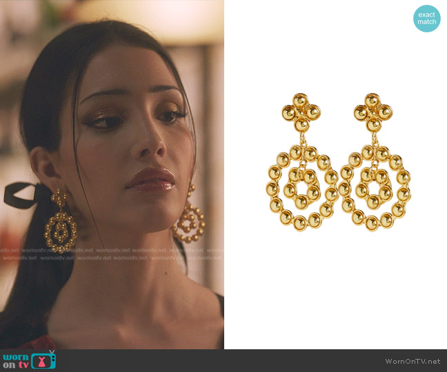 Sylvia Toledano Flower Candies Drop Hoop Earrings worn by Luna La (Zión Moreno) on Gossip Girl
