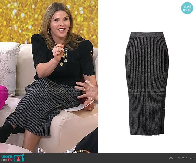 Tory Burch Lurex Stripe Knit Skirt worn by Jenna Bush Hager on Today