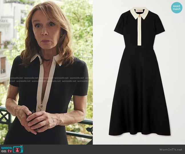 Valentino Wool & Silk Dress worn by Sylvie (Philippine Leroy-Beaulieu) on Emily in Paris