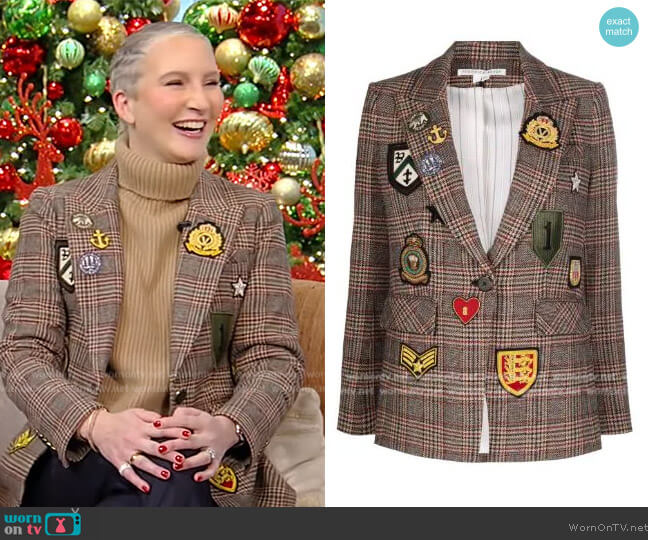 Veronica Beard Patch-detail plaid blazer worn by Clea Shearer on Tamron Hall Show