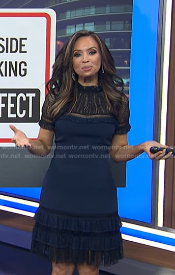 Adelle’s navy lace mock neck dress on Today