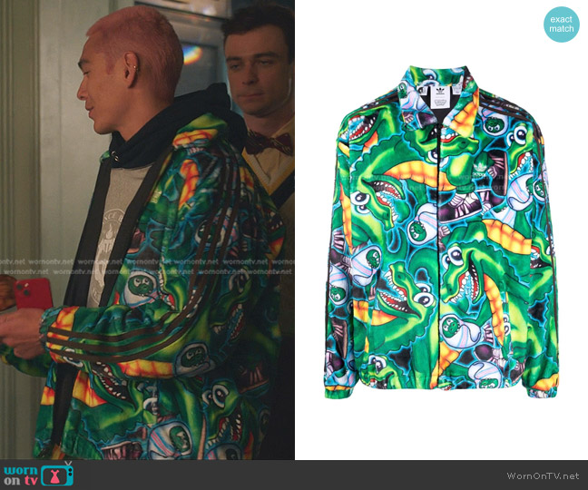 Adidas x Kerwin Frost Crocodile-Print Jacket worn by  Akeno Menzies (Evan Mock) on Gossip Girl