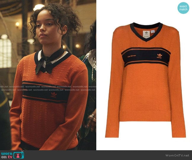 Adidas x Wales Bonner Contrast-Stripe Jumper worn by Zoya Lott (Whitney Peak) on Gossip Girl