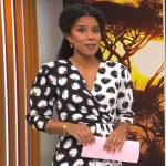 Adriana Diaz’s black and white printed wrap dress on CBS Mornings