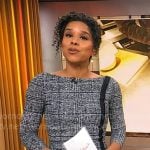 Adriana Diaz’s grey plaid dress with black stripe on CBS Mornings