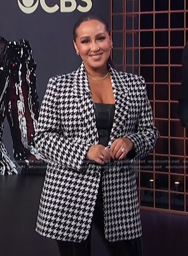 Adrienne’s houndstooth blazer on E! News