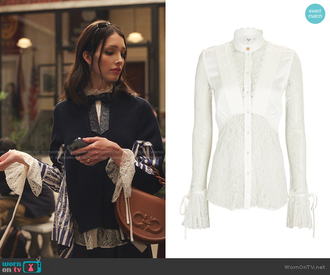 Aje Veil Ruffled Lace Shirt worn by Luna La (Zión Moreno) on Gossip Girl