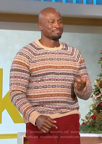 Akbar’s fairisle knit sweater on The Talk