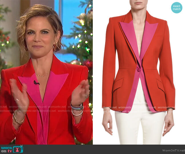 Alexander McQueen Double-Lapel Tuxedo Blazer worn by Natalie Morales on The Talk