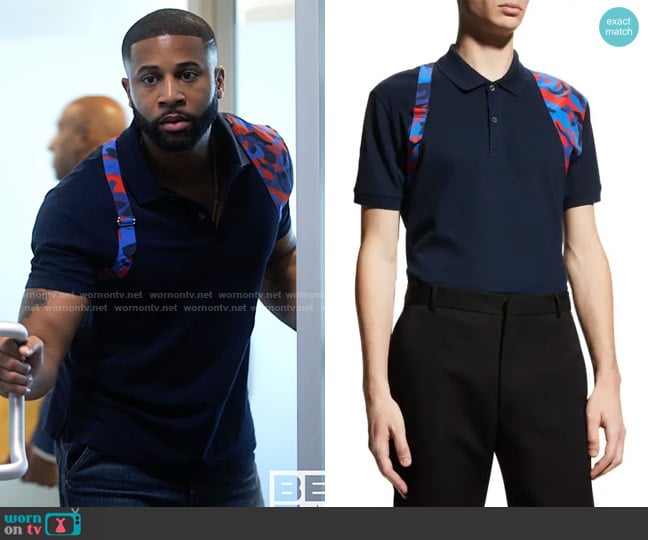 Alexander McQueen Camo Harness Polo Shirt worn by Zac Taylor (Devale Ellis) on Tyler Perrys Sistas
