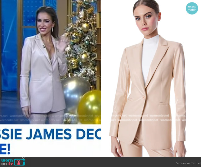 Alice + Olivia Breann Vegan Leather Fitted Blazer worn by Jessie James Decker on Good Morning America