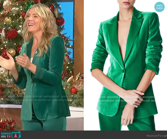Alice + Olivia Breann Roll Cuff Stretch Satin Blazer worn by Amanda Kloots on The Talk