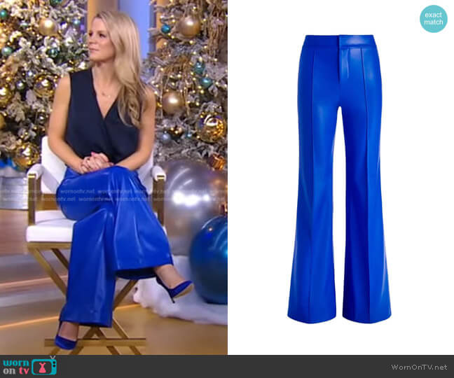Alice + Olivia Dylan Vegan Leather Wide-Leg Pants in Royalty worn by Kelli O'Hara on Good Morning America