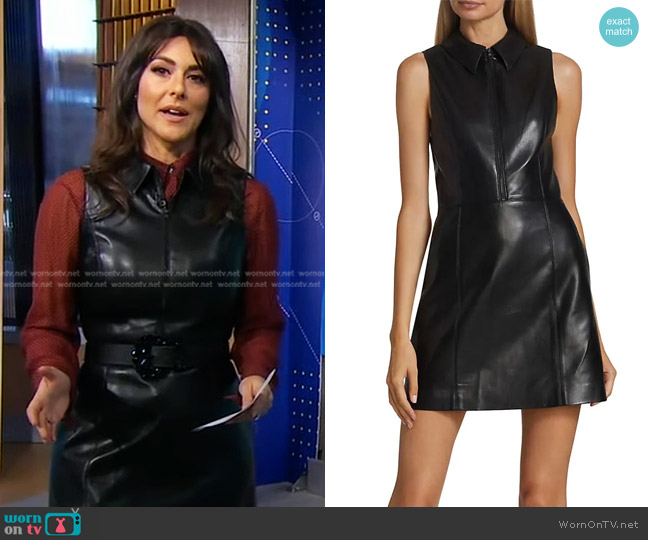 Alice + Olivia Ellis Zip-Front Vegan Leather Dress worn by Erielle Reshef on Good Morning America