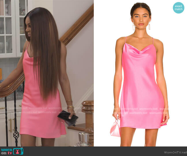 Alice + Olivia Harmony Mini Slip Dress worn by Candiace Dillard Bassett on The Real Housewives of Potomac