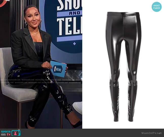 Alice + Olivia Maddox Patent Leggings worn by Adrienne Houghton on E! News