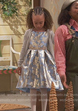 Alice’s blue floral jacquard dress on Ravens Home