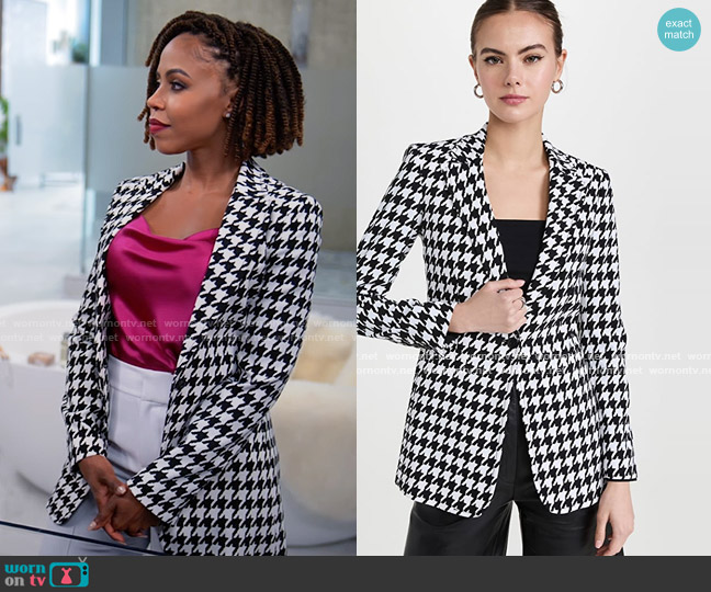 Alice + Olivia Breann Houndstooth Blazer worn by Andrea Barnes (Kj Smith) on Tyler Perrys Sistas