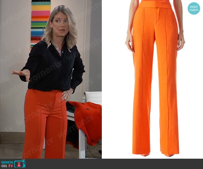 Alice + Olivia Dylan Trousers in Sienna worn by Nina Reeves (Cynthia Watros) on General Hospital