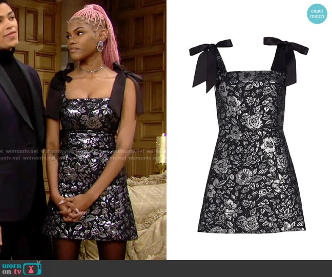 Alice + Olivia Maryann Dress worn by Paris Buckingham (Diamond White) on The Bold and the Beautiful