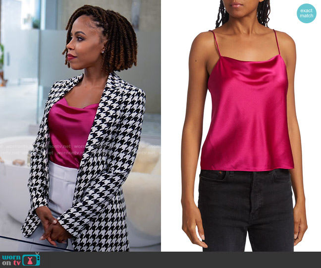 Alice + Olivia Harmon Tank in Raspberry worn by Andrea Barnes (Kj Smith) on Tyler Perrys Sistas