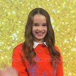Alisha Weir’s orange embroidered sweater on Today