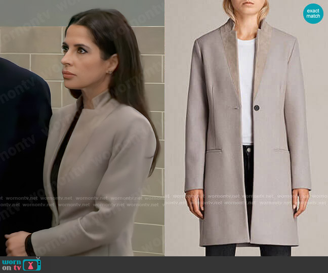 All Saints Leni Coat worn by Sam McCall (Kelly Monaco) on General Hospital