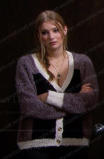 Allie’s black colorblock cardigan on Days of our Lives