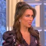 Alyssa’s black floral print mini dress on The View