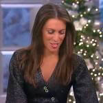 Alyssa’s metallic wrap dress with buttons on The View