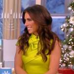 Alyssa’s green satin drape jumpsuit on The View