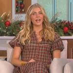 Amanda’s red check midi dress on The Talk