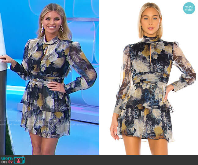 Amanda Uprichard Samira Dress in Midnight Dream worn by Amber Lancaster on The Price is Right